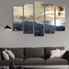 Nuclear Bomb Striking A City - Nature 5 Panel Canvas Art Wall Decor