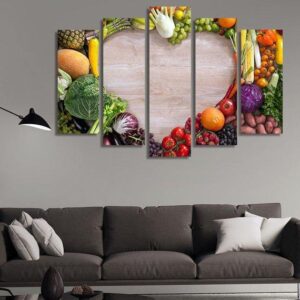 Nutrition Heart - Abstract 5 Panel Canvas Art Wall Decor