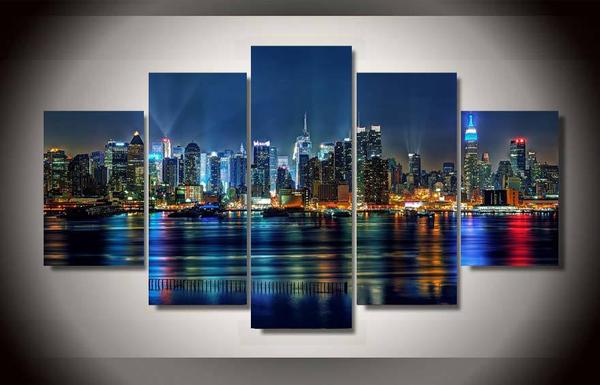 Nyc Cityscape New York City - Nature 5 Panel Canvas Art Wall Decor Nyc Cityscape New York City - Nature 5 Panel Canvas Art Wall Decor