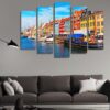 Nyhavn Pier In The Old Town Of Copenhagen - Nature 5 Panel Canvas Art Wall Decor