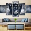 Oakland Raiders Modern Abstract Football - Sport 5 Panel Canvas Art Wall Decor