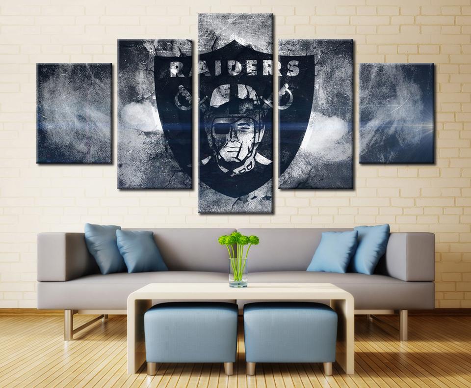Oakland Raiders Modern Abstract Football - Sport 5 Panel Canvas Art Wall Decor Oakland Raiders Modern Abstract Football - Sport 5 Panel Canvas Art Wall Decor