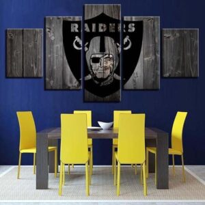 Oakland Raiders Nfl Logo - Sport 5 Panel Canvas Art Wall Decor
