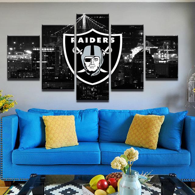 Oakland Raiders Sport - 5 Panel Canvas Art Wall Decor Oakland Raiders Sport - 5 Panel Canvas Art Wall Decor