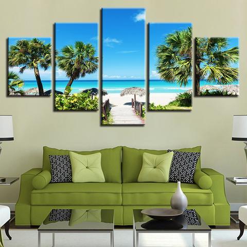 Ocean Beach - Nature 5 Panel Canvas Art Wall Decor Ocean Beach - Nature 5 Panel Canvas Art Wall Decor
