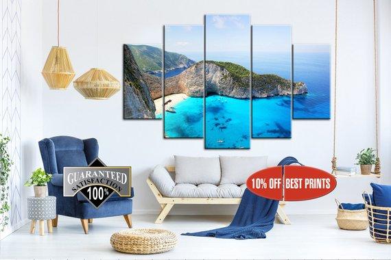 Ocean Harbor - Nature 5 Panel Canvas Art Wall Decor Ocean Harbor - Nature 5 Panel Canvas Art Wall Decor