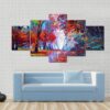 Oil Painting Showing Autumn Forest - Abstract Nature 5 Panel Canvas Art Wall Decor