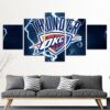 Okc Thunder Basketball - Sport 5 Panel Canvas Art Wall Decor