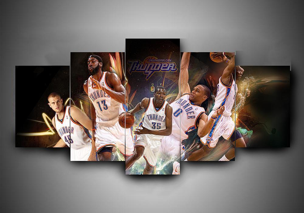 Oklahoma City Thunder 2 - Sport 5 Panel Canvas Art Wall Decor Oklahoma City Thunder 2 - Sport 5 Panel Canvas Art Wall Decor