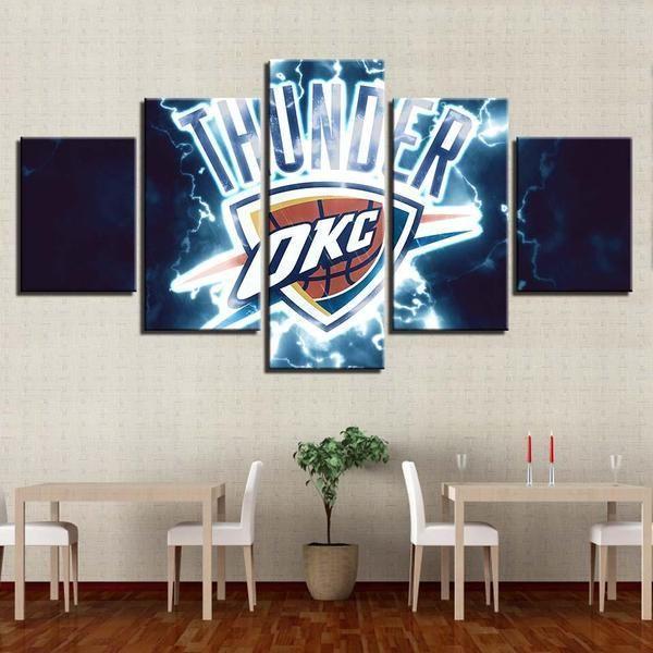 Oklahoma City Thunder Logo Sport - 5 Panel Canvas Art Wall Decor Oklahoma City Thunder Logo Sport - 5 Panel Canvas Art Wall Decor