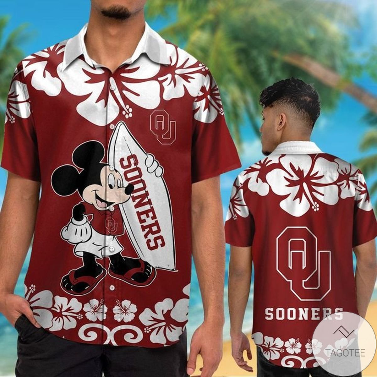 Oklahoma Sooners & Mickey Mouse Hawaiian Shirt Oklahoma Sooners & Mickey Mouse Hawaiian Shirt
