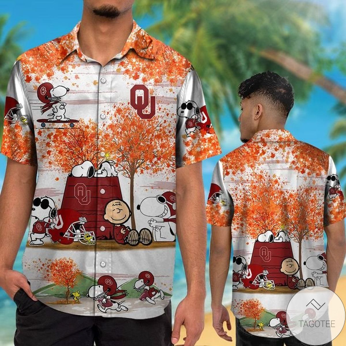 Oklahoma Sooners Snoopy Autumn Hawaiian Shirt Oklahoma Sooners Snoopy Autumn Hawaiian Shirt