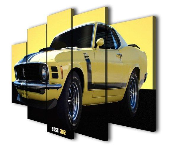 Old American Muscle Cars Ford Mustang Boss 302 - Automative 5 Panel Canvas Art Wall Decor Old American Muscle Cars Ford Mustang Boss 302 - Automative 5 Panel Canvas Art Wall Decor
