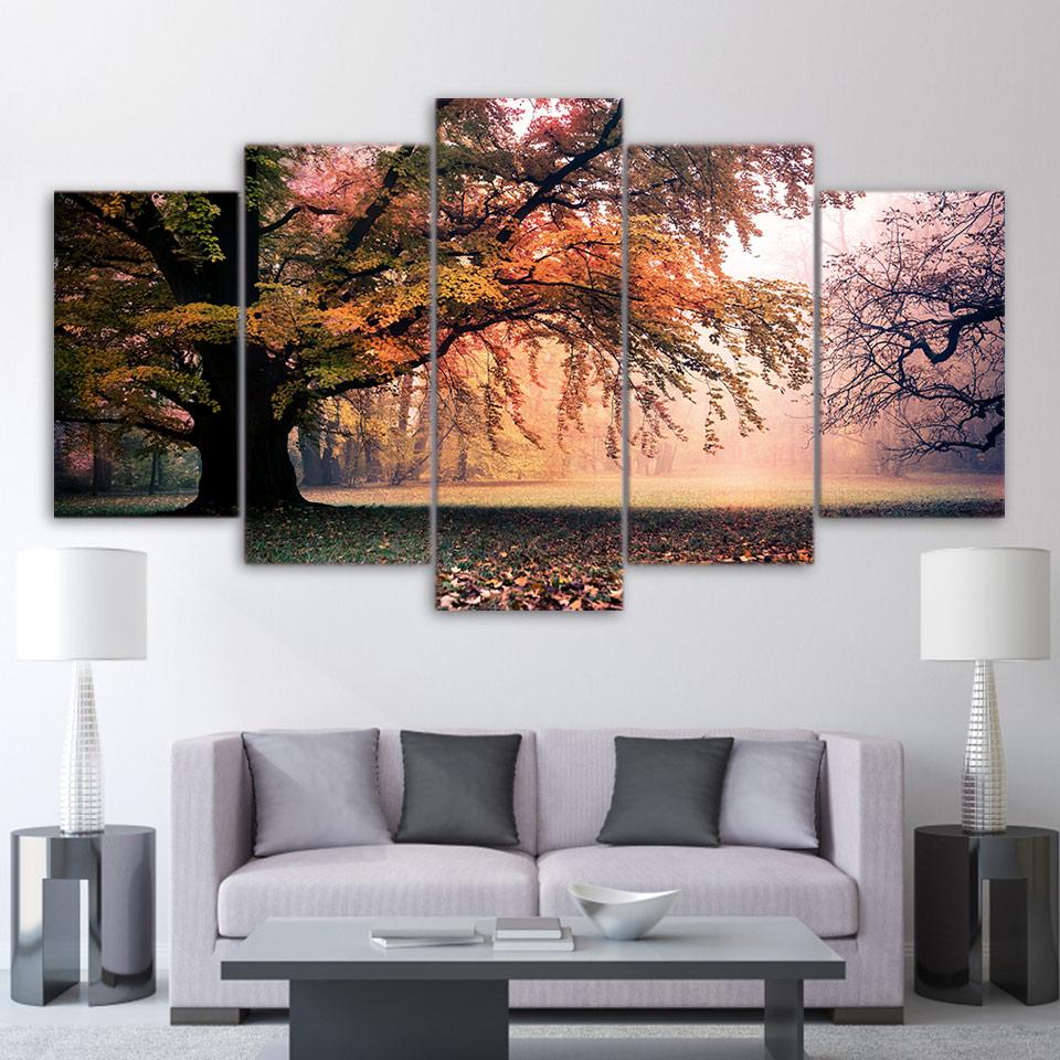 Old Big Tree - Nature 5 Panel Canvas Art Wall Decor Old Big Tree - Nature 5 Panel Canvas Art Wall Decor