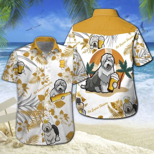 Old English Sheepdog Beer Hawaiian Shirt Summer Button Up Old English Sheepdog Beer Hawaiian Shirt Summer Button Up