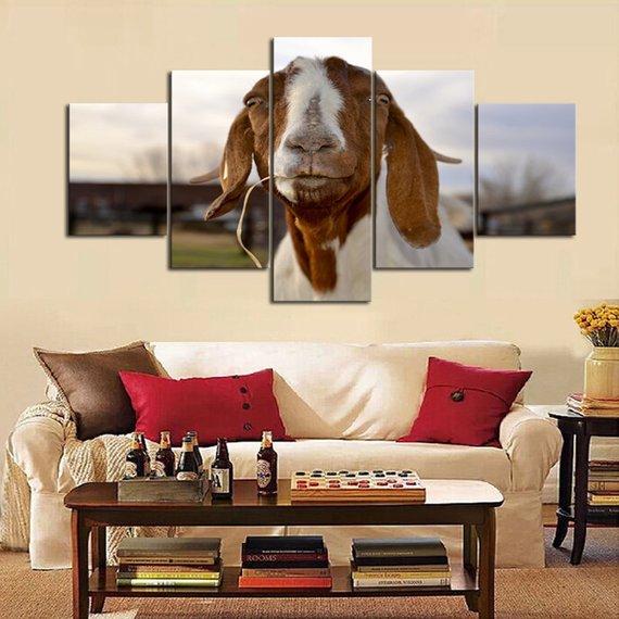 Old Goat 01 - Animal 5 Panel Canvas Art Wall Decor Old Goat 01 - Animal 5 Panel Canvas Art Wall Decor