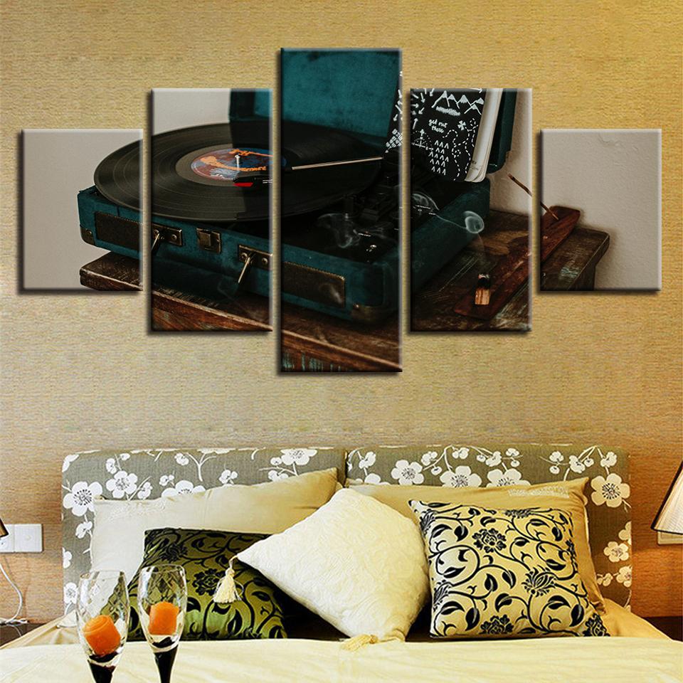 Old Record - Music 5 Panel Canvas Art Wall Decor Old Record - Music 5 Panel Canvas Art Wall Decor