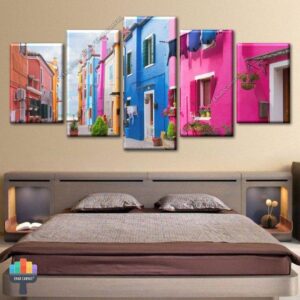 Old Town Artistic Water Color - Nature 5 Panel Canvas Art Wall Decor