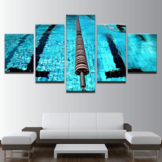 Olympic Swimming Pool Lane Divider - Sport 5 Panel Canvas Art Wall Decor Olympic Swimming Pool Lane Divider - Sport 5 Panel Canvas Art Wall Decor