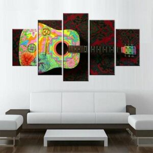 Om Guitar - Music 5 Panel Canvas Art Wall Decor