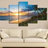 On The Boardwalk During Sunset Sunrise - Nature 5 Panel Canvas Art Wall Decor