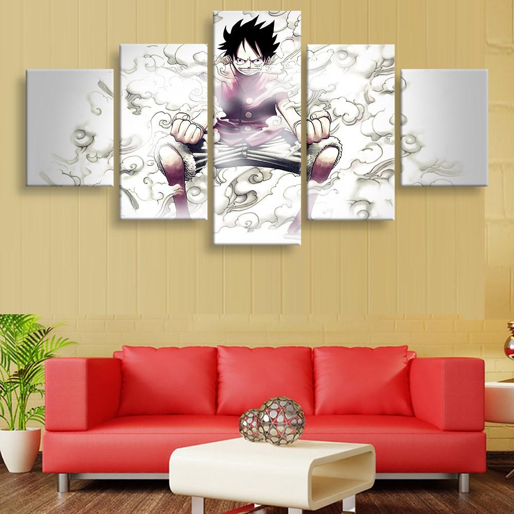 One Piece Luffy - Anime 5 Panel Canvas Art Wall Decor One Piece Luffy - Anime 5 Panel Canvas Art Wall Decor