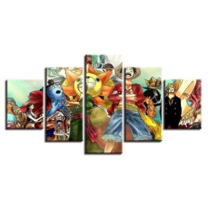 One Piece Straw Hat Crew - Anime 5 Panel Canvas Art Wall Decor
