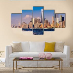 One World Trade Center In New York - Nature 5 Panel Canvas Art Wall Decor