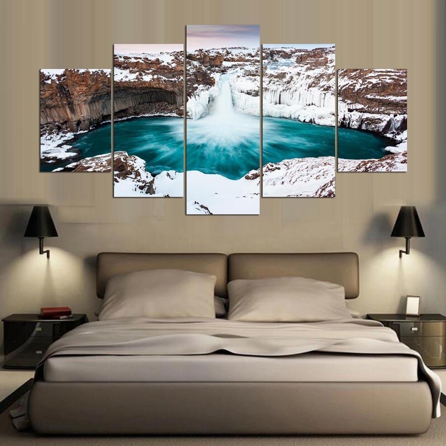 Or Bedroom Falls Iceland - Nature 5 Panel Canvas Art Wall Decor Or Bedroom Falls Iceland - Nature 5 Panel Canvas Art Wall Decor