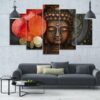 Orange Buddha 2 - Religion 5 Panel Canvas Art Wall Decor