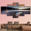 Orange Clouds At Sunset Over Pend Oreille Lake - Nature 5 Panel Canvas Art Wall Decor