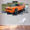 Orange Dodge Challenger Muscle Car - Automative 5 Panel Canvas Art Wall Decor