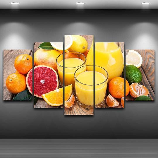 Orange Juice 02 - Nature 5 Panel Canvas Art Wall Decor Orange Juice 02 - Nature 5 Panel Canvas Art Wall Decor