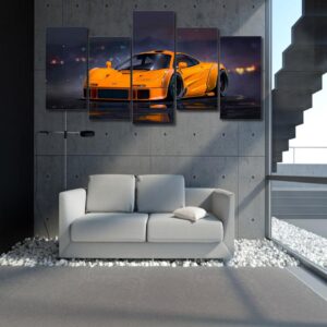 Orange Supercar - Automative 5 Panel Canvas Art Wall Decor