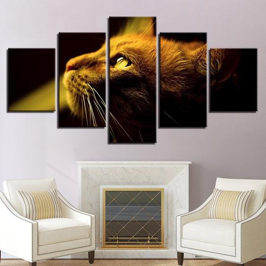 Orange Tabby Cat - Animal 5 Panel Canvas Art Wall Decor Orange Tabby Cat - Animal 5 Panel Canvas Art Wall Decor