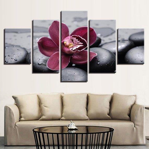 Orchid Flower 2 - Nature 5 Panel Canvas Art Wall Decor Orchid Flower 2 - Nature 5 Panel Canvas Art Wall Decor