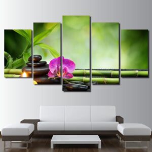 Orchid flower 10 - Nature 5 Panel Canvas Art Wall Decor