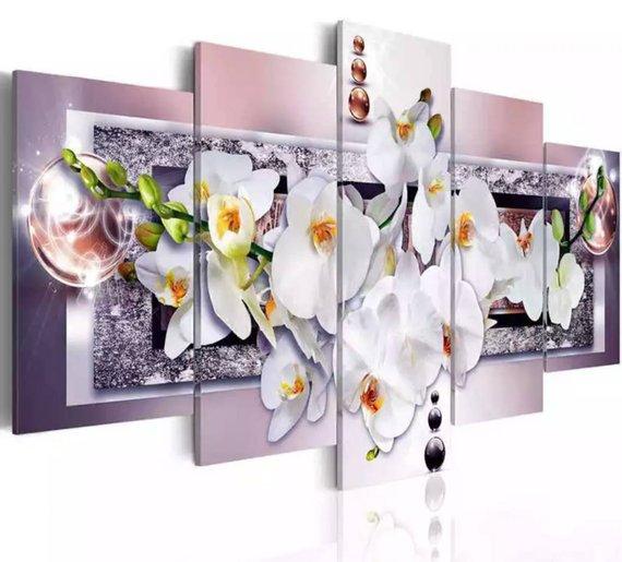Orchid - Nature 5 Panel Canvas Art Wall Decor Orchid - Nature 5 Panel Canvas Art Wall Decor