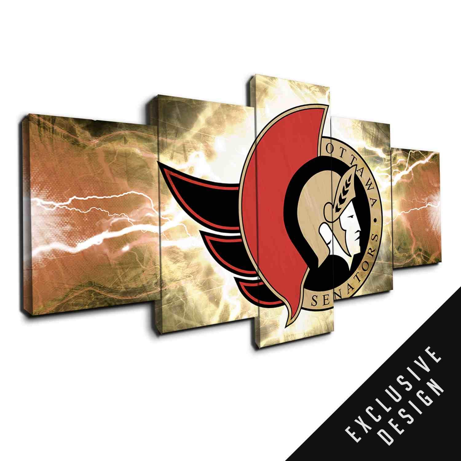 Ottawa Senators Nhl Team Thunderbolt - Sport 5 Panel Canvas Art Wall Decor Ottawa Senators Nhl Team Thunderbolt - Sport 5 Panel Canvas Art Wall Decor