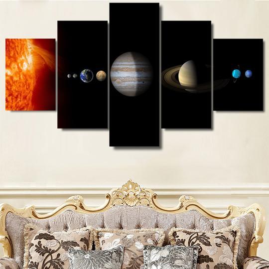 Our Solar System 3 - Space 5 Panel Canvas Art Wall Decor Our Solar System 3 - Space 5 Panel Canvas Art Wall Decor