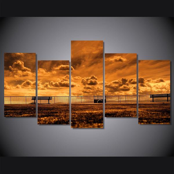 Outdoor Sidewalk And Railing 01 - Nature 5 Panel Canvas Art Wall Decor Outdoor Sidewalk And Railing 01 - Nature 5 Panel Canvas Art Wall Decor