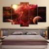 Outer Space Planets Stars - Space 5 Panel Canvas Art Wall Decor