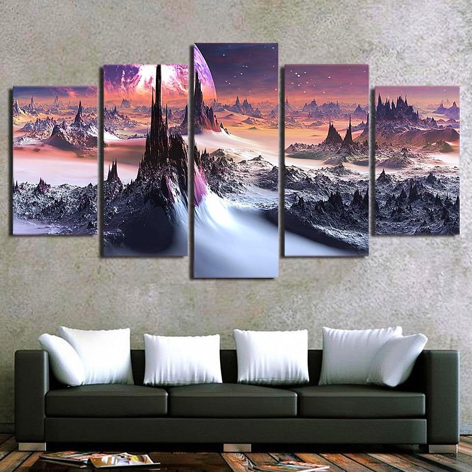 Outer Space Universe Planet Star - Space Universe 5 Panel Canvas Art Wall Decor Outer Space Universe Planet Star - Space Universe 5 Panel Canvas Art Wall Decor