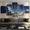 Outer Space World Fantasy - Movie 5 Panel Canvas Art Wall Decor