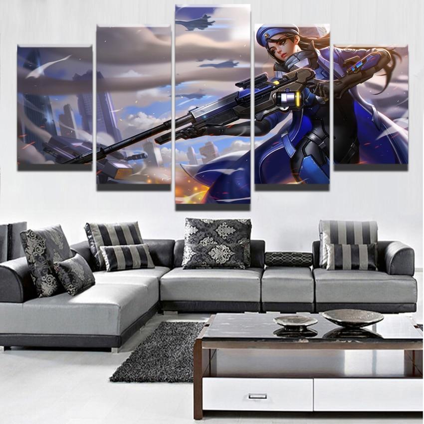 Overwatch Ana Champion Poster Gaming - 5 Panel Canvas Art Wall Decor Overwatch Ana Champion Poster Gaming - 5 Panel Canvas Art Wall Decor