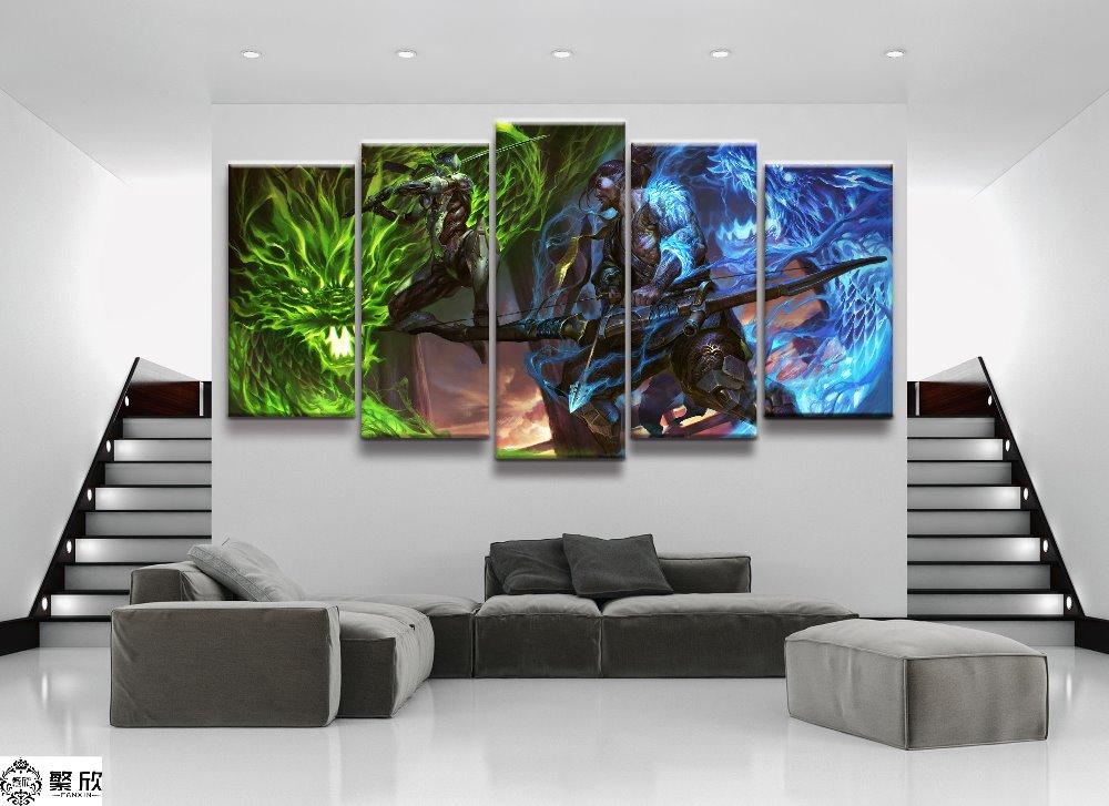 Overwatch: Genji Vs Hanzo - Gaming 5 Panel Canvas Art Wall Decor Overwatch: Genji Vs Hanzo - Gaming 5 Panel Canvas Art Wall Decor
