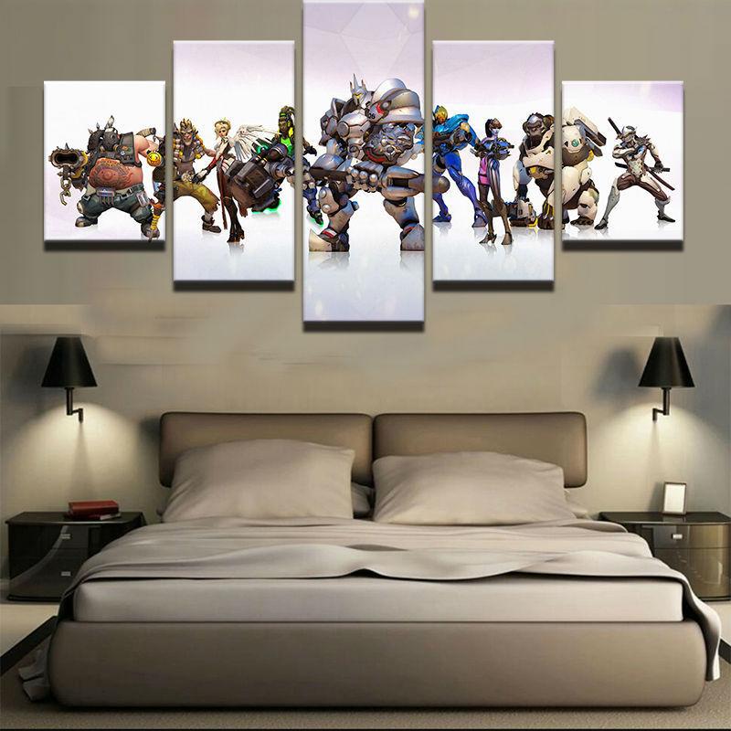Overwatch Heroes Game - Gaming 5 Panel Canvas Art Wall Decor Overwatch Heroes Game - Gaming 5 Panel Canvas Art Wall Decor