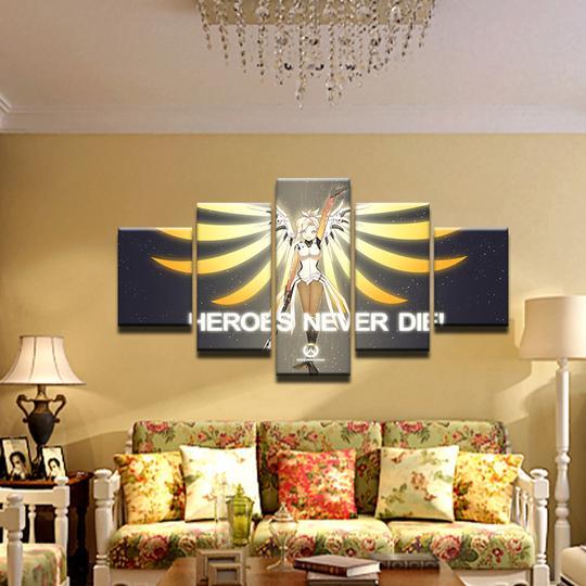 Overwatch Heroes Never Die - Gaming 5 Panel Canvas Art Wall Decor Overwatch Heroes Never Die - Gaming 5 Panel Canvas Art Wall Decor