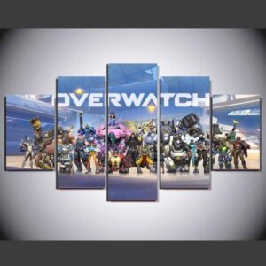 Overwatch Team Shooting - Gaming 5 Panel Canvas Art Wall Decor