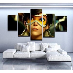 Overwatch Tracer - Gaming 5 Panel Canvas Art Wall Decor